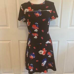 Vince Camuto Black Dress with Red and Blue Floral Print
